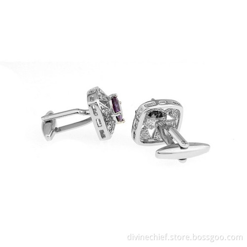 Top Selling Octagon Skeleton Purple Men Suit Shirt Cufflinks With Purple Ziron